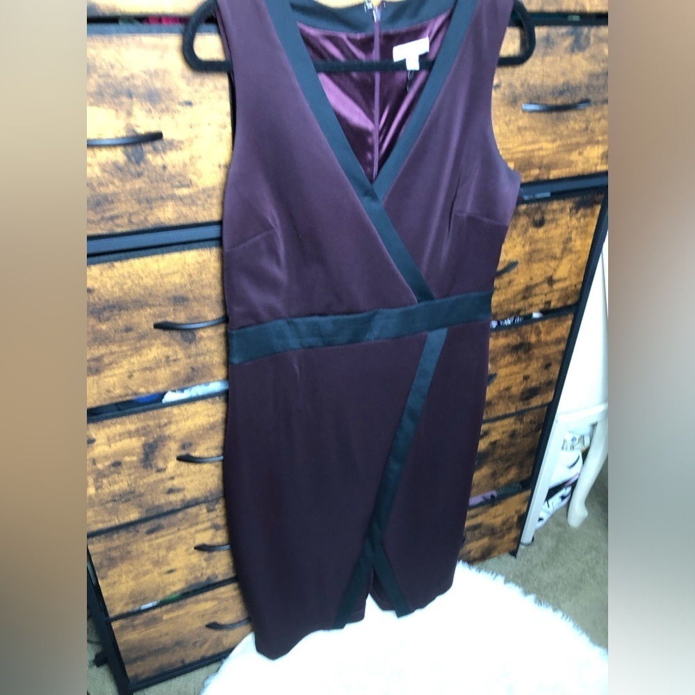 New York & Company Plum and Black Midi Dress - Picture 4 of 16